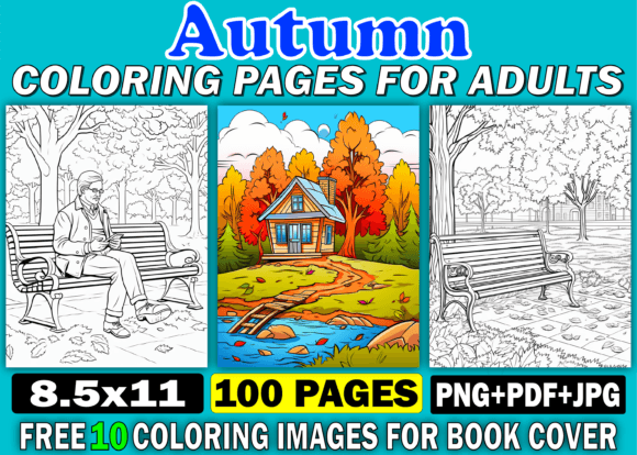 Download 100 Autumn Adults Coloring Pages for KDP - Adults coloring page Collection