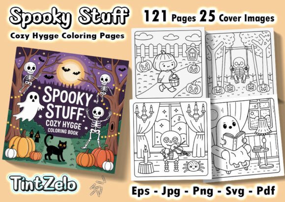 Download Spooky Stuff: Cozy Hygge Coloring Pages - Cozy hygge coloring Collection