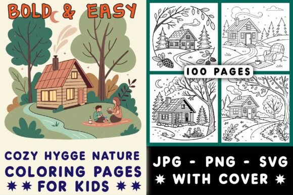 Download Bold Easy Cozy Hygge Nature Coloring - Premium Resources