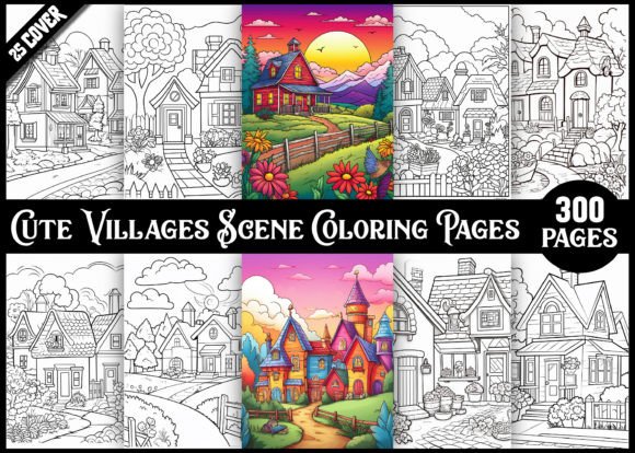 Download 300 Villages Scene Adults Coloring Pages - Adults coloring page Collection